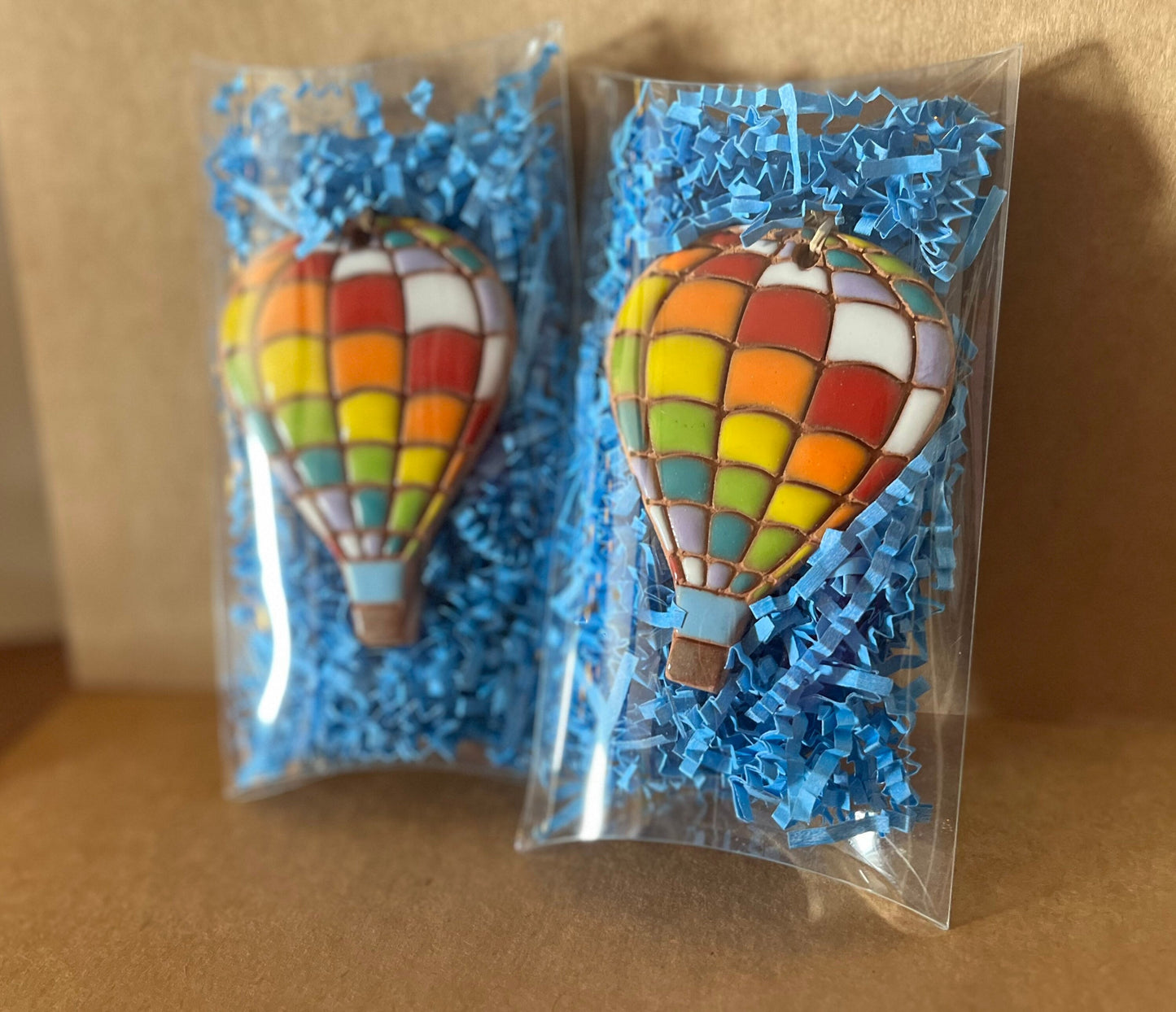 Zig Zag Reds and Orange Hot Air Balloon Ornament