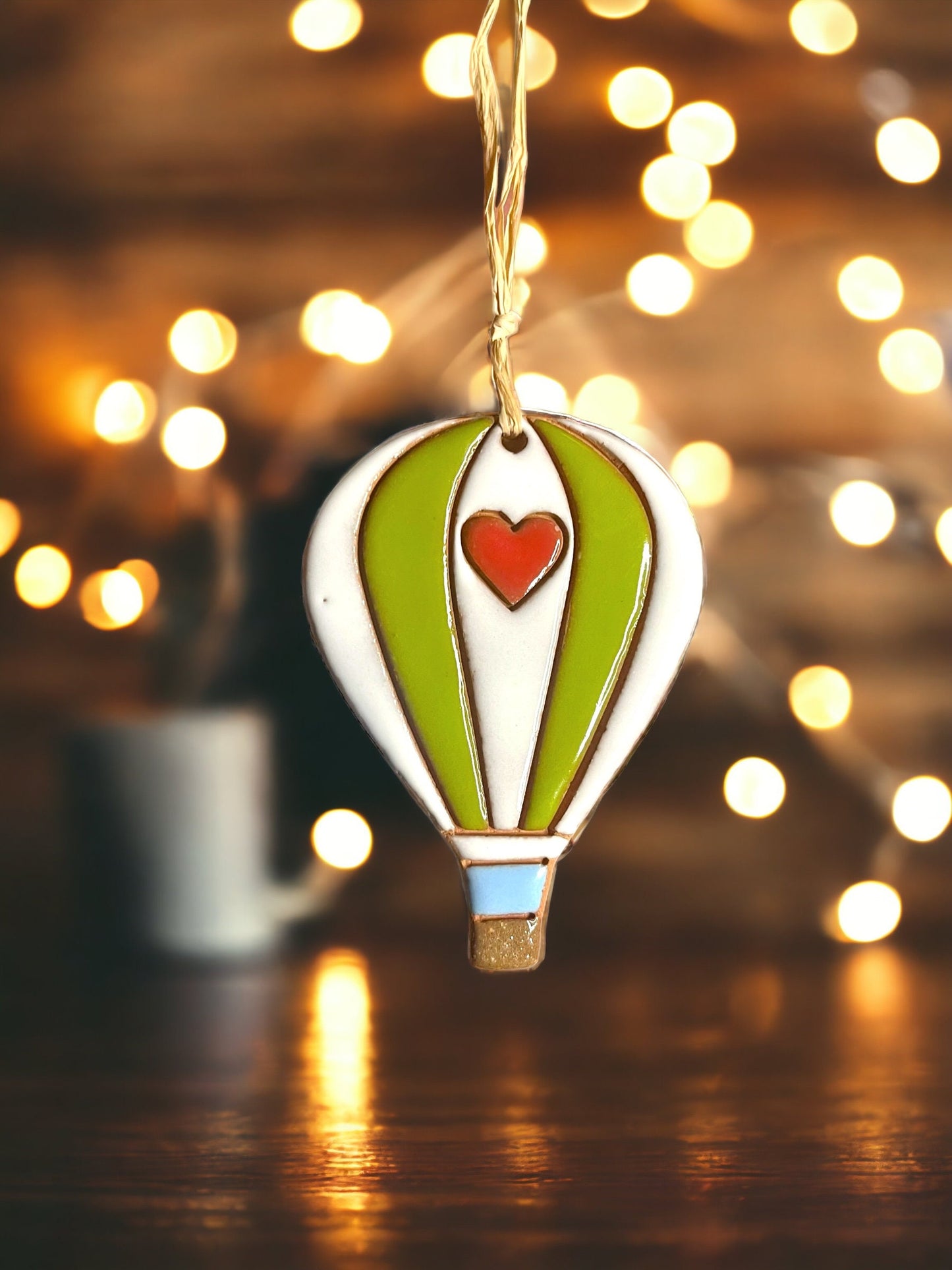 Hearts and Stripes Hot Air Balloon Ornament (color variations)