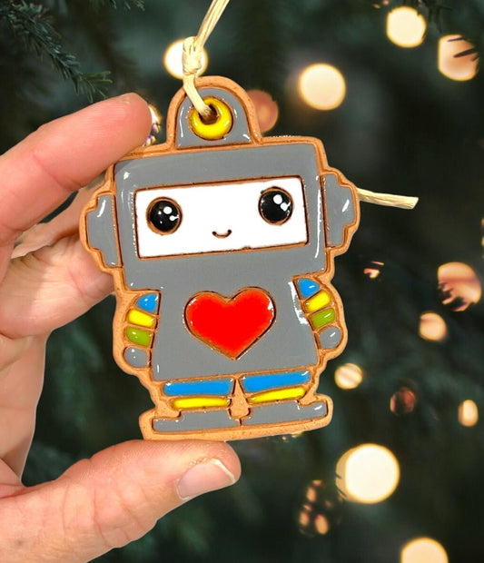 Robot with Heart Ornament (color variations)