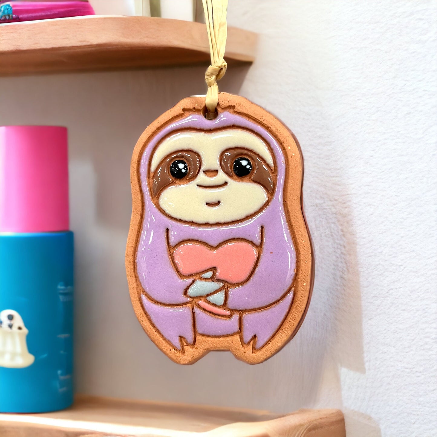 Pastels Happy Sloth Ornament (color variations)
