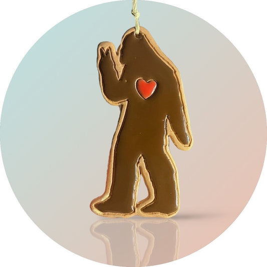 Bigfoot Sasquatch Yeti with Heart Ornament (color variations)