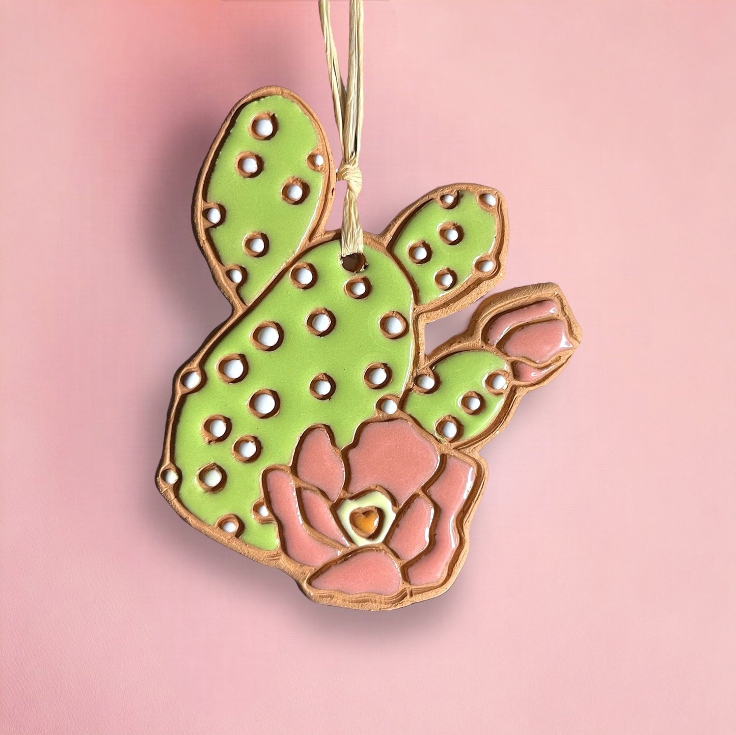 Prickly Pear Cactus & Flower Ornament