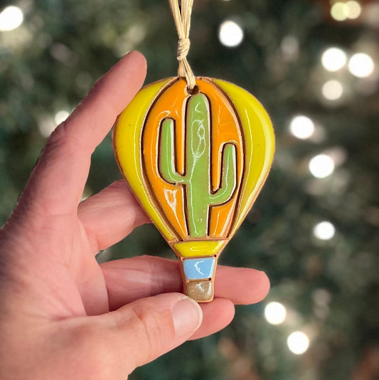 Cactus Hot Air Balloon Ornament (color variations)