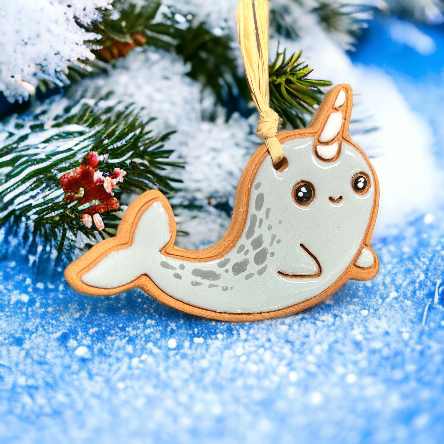 Happy Narwhal Ornament (color variations)