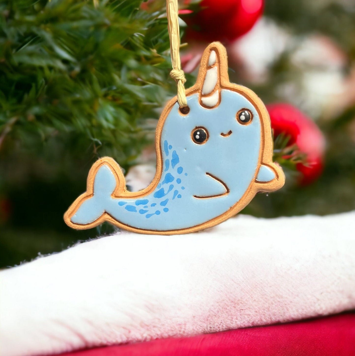 Happy Narwhal Ornament (color variations)